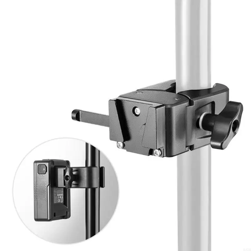 H37B Adjustable Jaw V Mount Battery Clamp with Large Clamp Aluminum V Mount Battery Holder Upgrades for Tripods & Light Stands