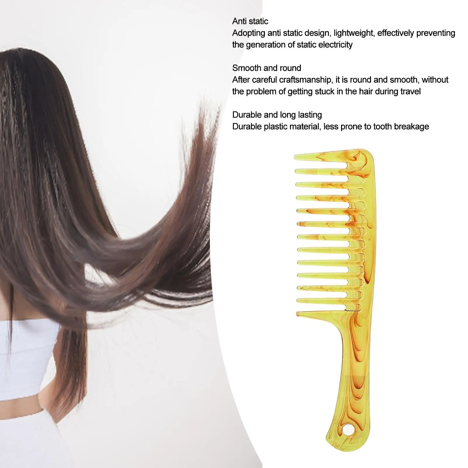 Anti Static Wide Tooth Comb for Curly Hair   Reduce Hair Loss, Easy to Use, Fashionable Design