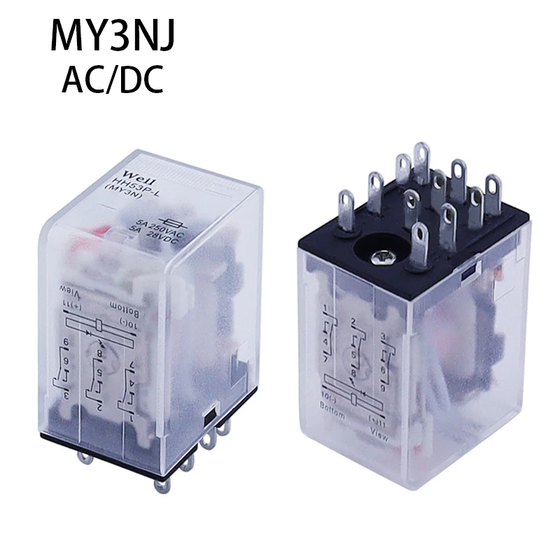 1 szt. Mikro mini przekaźnik HH53P MY3NJ MY3 11-Pin DC12V/DC24V/DC110V/AC220V cewka nowa matowa pokrywa ogólnego przeznaczenia pośrednia
