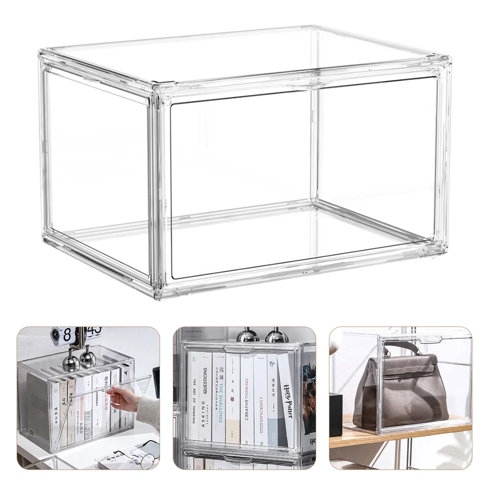 

Bookcase Storage Box Acrylic Sundries Holder Stackable Shoe Home Student Textbook Child