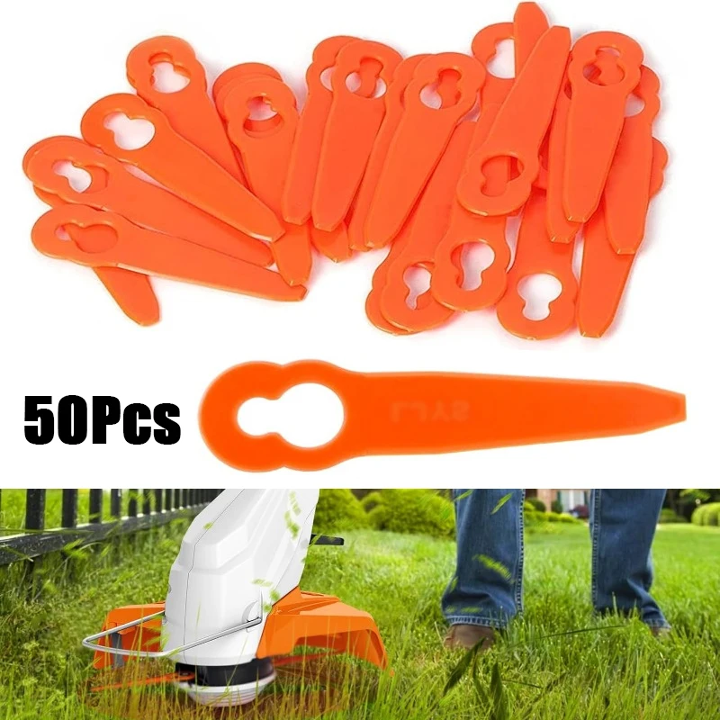 50Pcs For STIHL FSA45 Plastic Blades Cordless Grass Trimmer Mowing Heads For Grass Cutter Lawn Mower Replacement Plastic Blade
