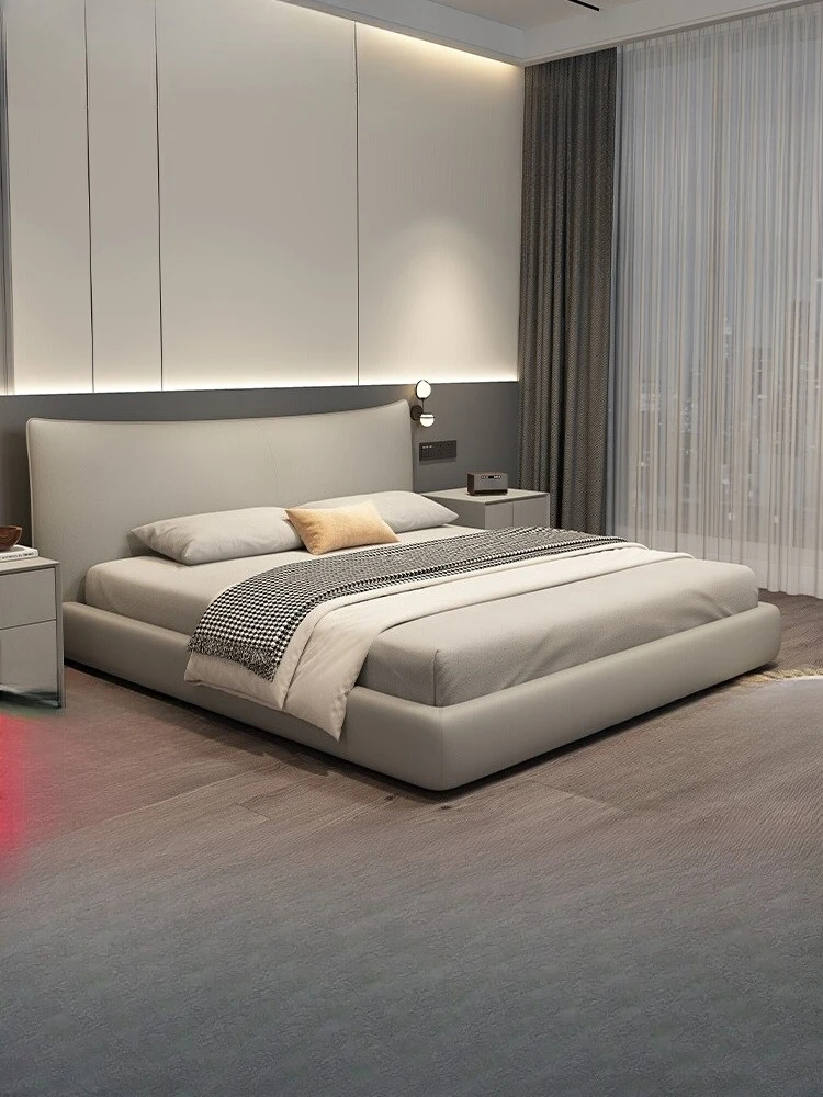 

Leather bed master bedroom high-end atmosphere modern minimalist Italian minimalist double bed with storage