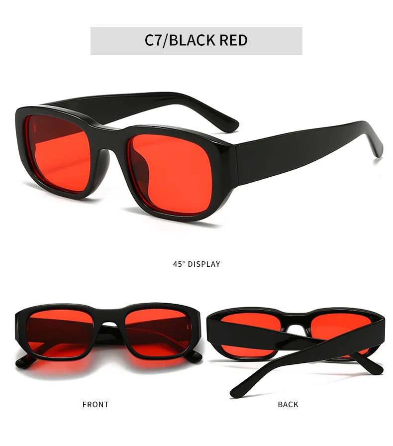 BOYSEEN Rechteckige orangefarbene Sonnenbrille Strandsonnenbrille Herren-Sonnenbrille im Hip-Hop-Stil – Detail 15