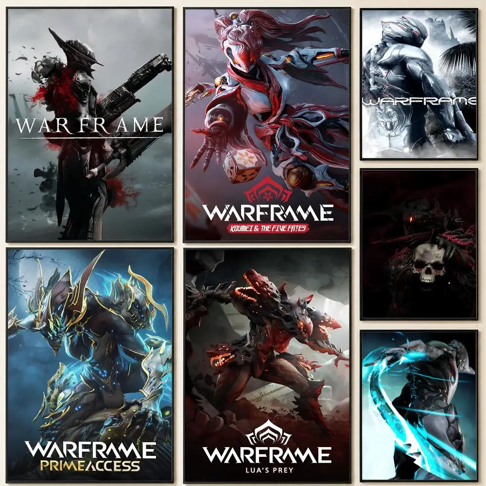 game W-Warframe Poster HD Self Adhesive Wall Poster Waterproof Removable No Fade for Bedroom Living Room Decor