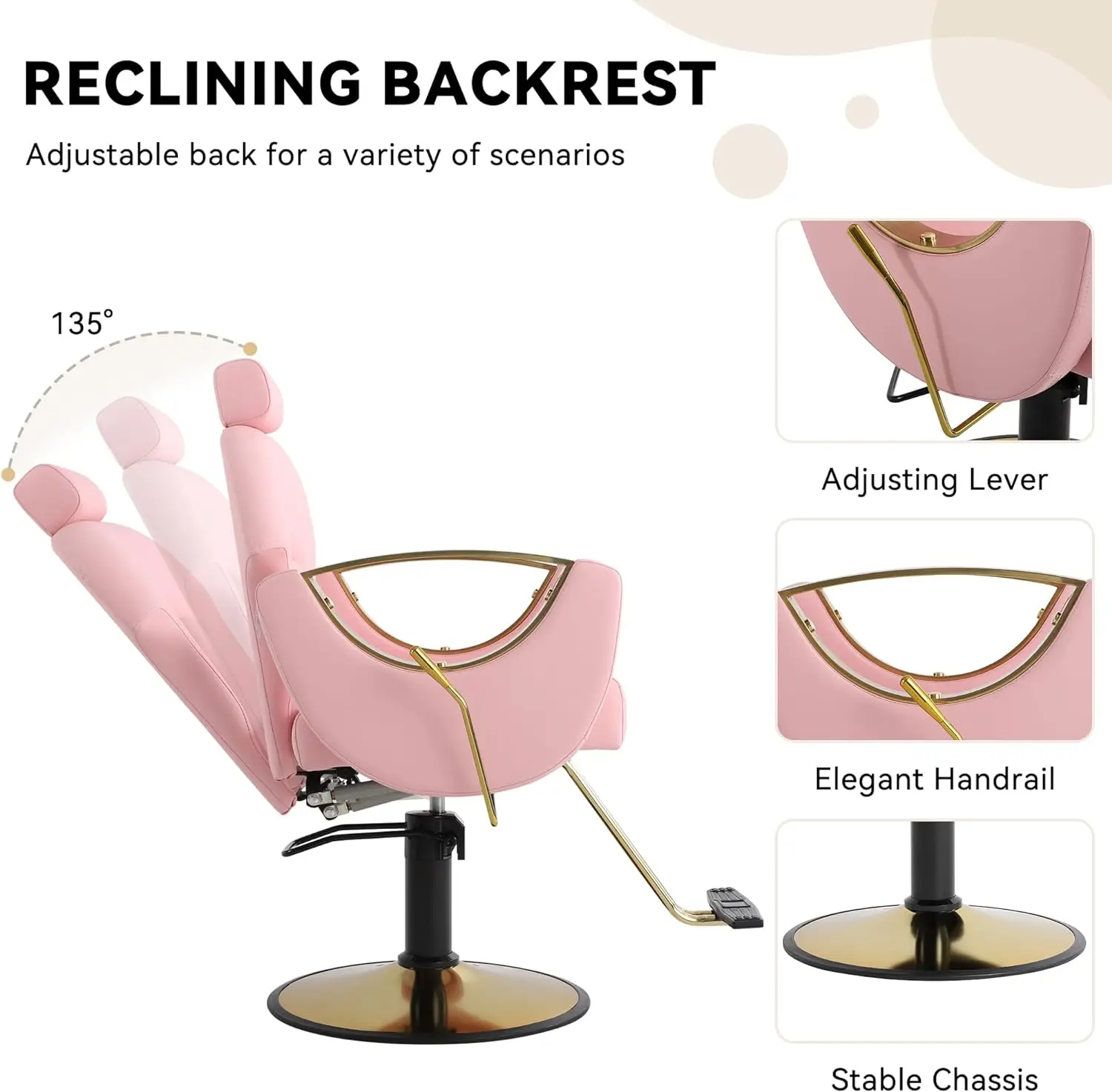 

Hydraulic Adjustable Headrest 360 Degree Swivel Hair Stylist Cutting Chairs Barber Chair Salon Chair