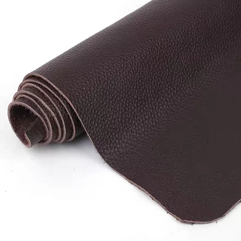 

Deep brown cowhide leather material, top layer cowhide leather cushion, whole cowhide leather fabric, lychee patterned sofa leat