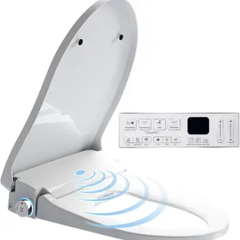 Bidet Toilet Seat, Auto Open & Close Lid, Thermostatic Warm Water Bidet with Dryer, Heated Bidet Seat Elongated