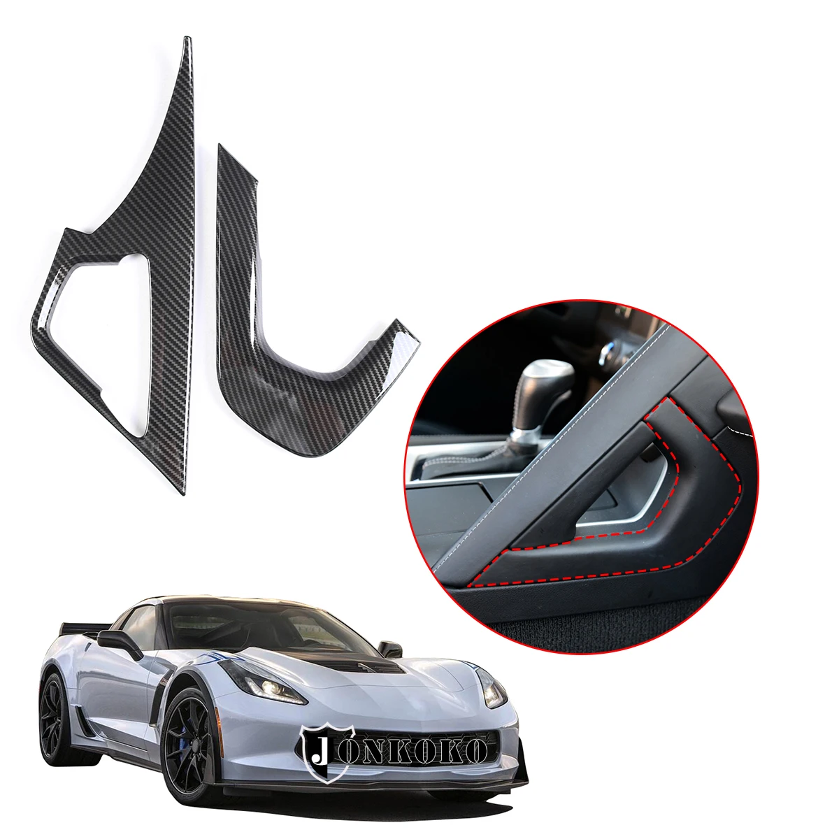 

For Chevrolet Corvette C7 2014-2019 Car Accessories Center Console Armrest Side Protective Cover Trim Matte Black Carbon Fiber