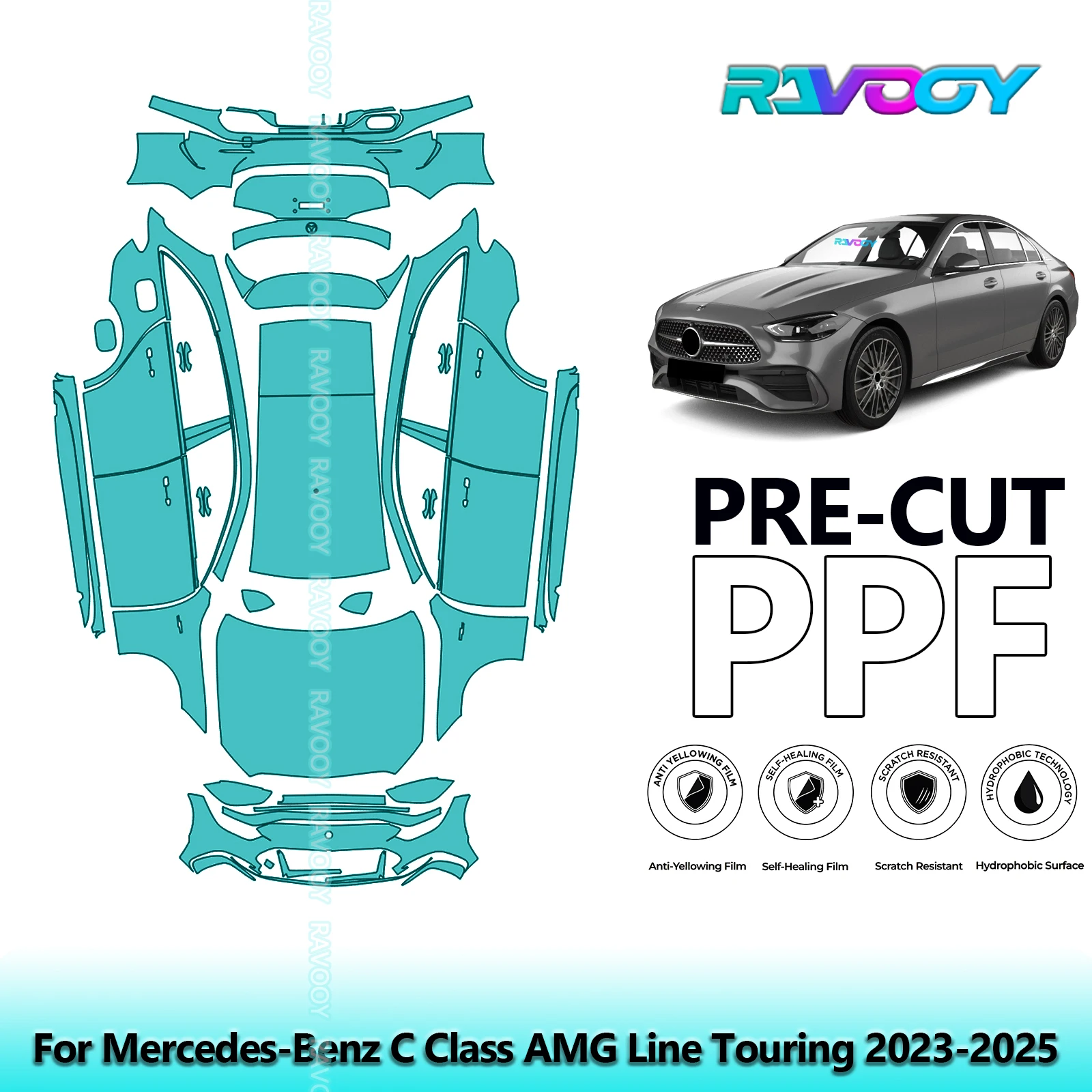 

Full Vehicle Clear Bra Precut PPF Paint Protection Film For Mercedes-Benz C Class AMG Line Touring 2023-2025