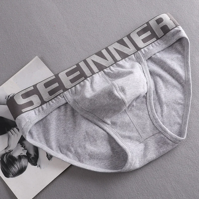 Cotton Bulge Brief for Men Sexy Low-Waist U-Convex Pouch Underwear Comfortable Briefs Letter Waistband Breathable Sports Panties