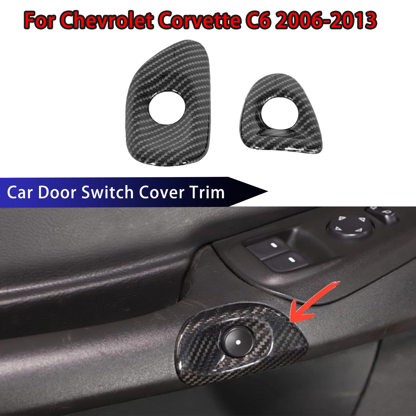 

Для Chevrolet Corvette C6 2006-2013: Накладка на кнопку дверного замка, глянцевая черная/под карбон 5D, автоаксессуары, элементы обвеса кузова