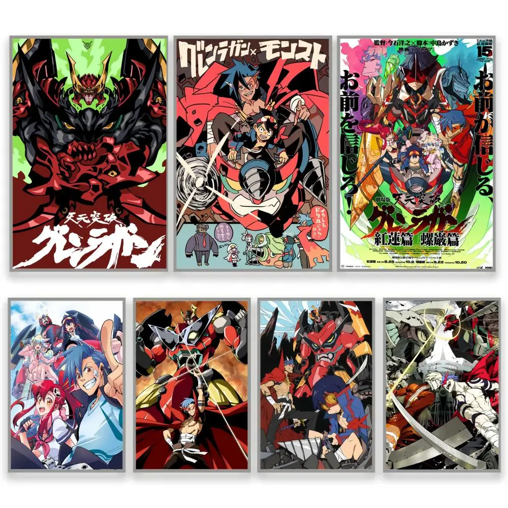 Póster de Anime Tengen Toppa Gurren-Lagann, pegatina perfecta, arte autoadhesivo diseñado para el hogar, comedor, oficina, espacios duraderos