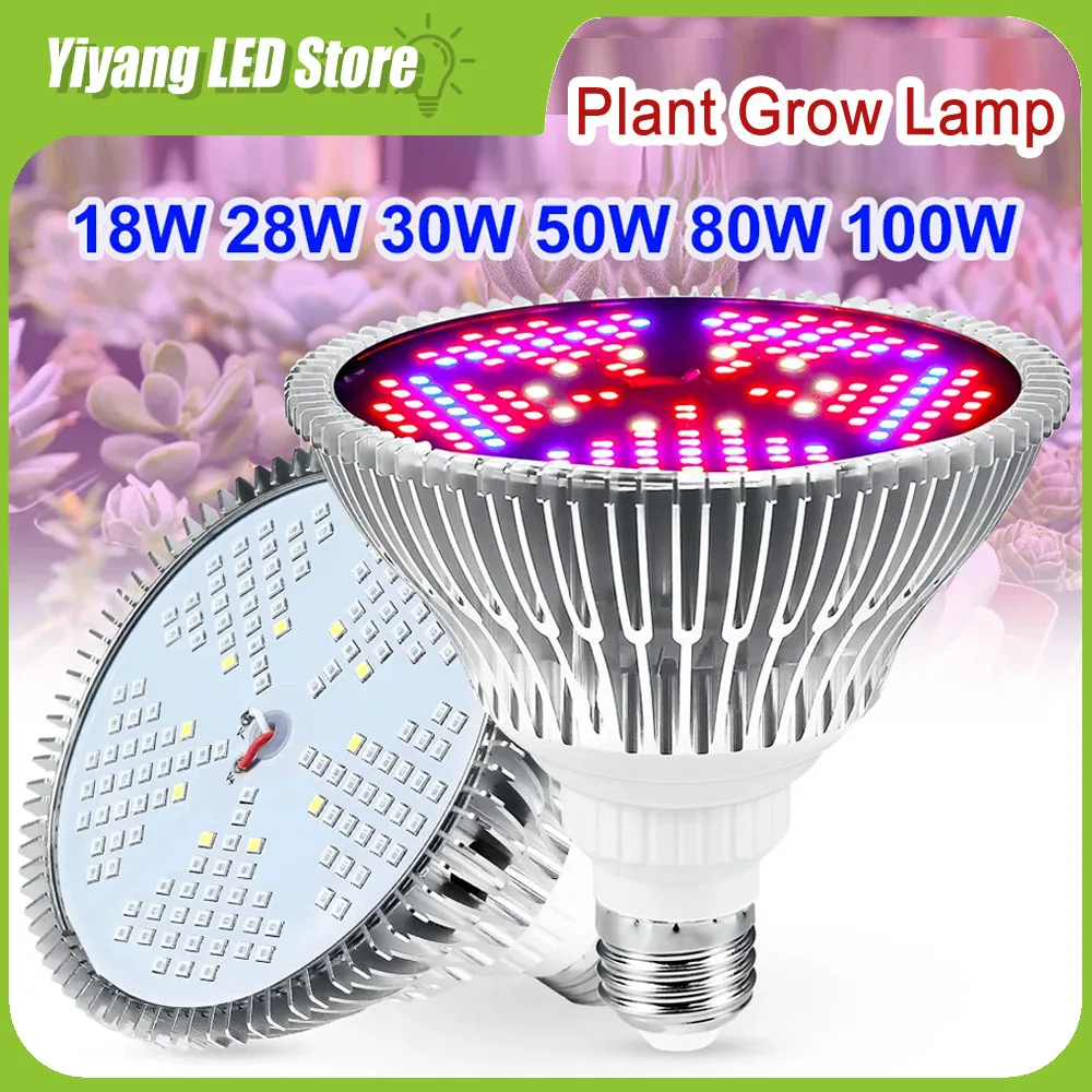 

E27 Full Spectrum Grow Light Bulb 85-265V LED Lamp Holder Phytolamp For Plants Indoor Flower Seeds Hydroponics Grow Tent Box