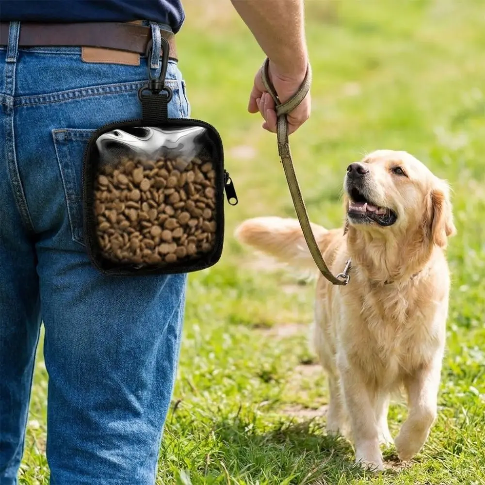 Waterproof Dog Treat Pouch Transparent Window Zipper Closure Pet Snack Bag Printed Design Snack Container Pet Feeding Bag