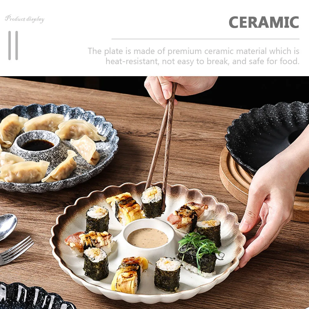 

Japanese Serving Tray Dumpling Dish Sushi Ceramic Plates Platter Shaped White Dishes