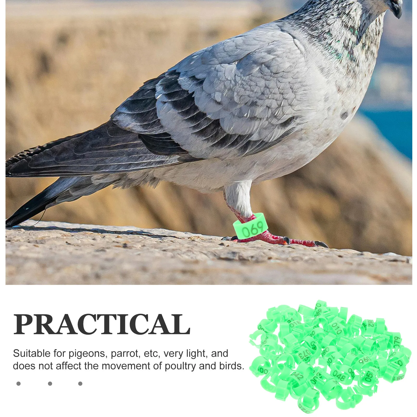 

100 Pcs Pigeon Racing Band Marker Ring Bird Bands for Pigeons Numbered Poultry Leg