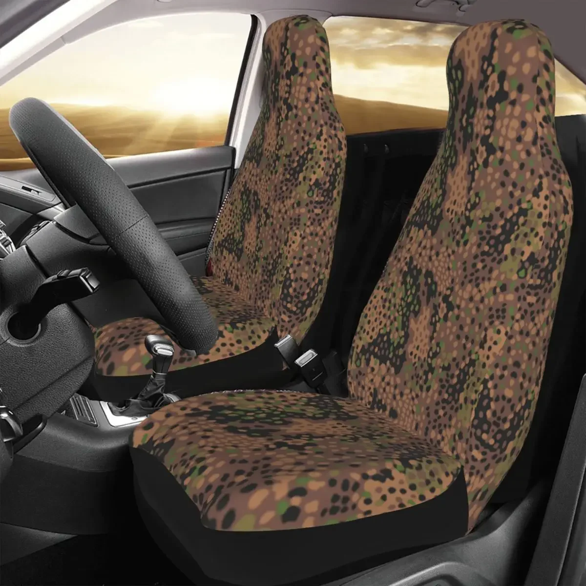 Pea Dot Military Camo Front Auto Seat Cover Print Army Tactical Camouflage Car Seat Covers Universal Fit for SUV Sedan Van 2PC