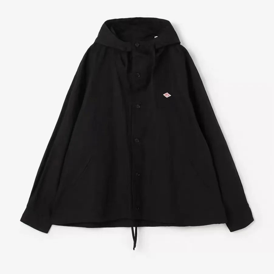Japanese-style trendy outdoor DANTON cotton-linen blend hooded windbreaker, loose fit, plus size