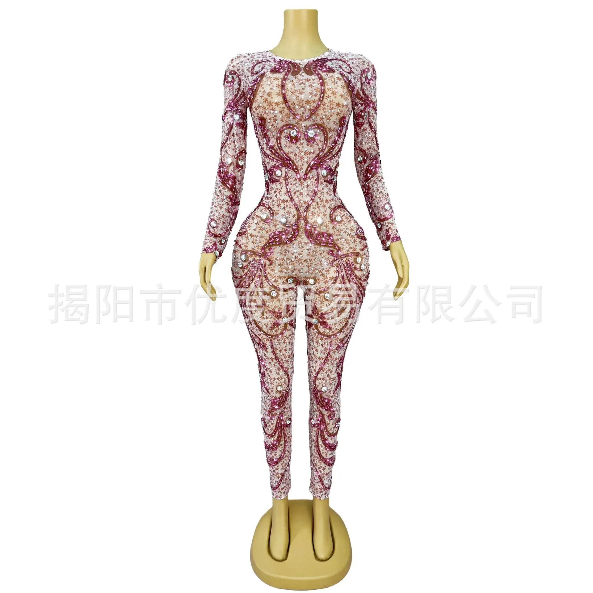 

Niche Sexy Rhinestone Jumpsuit Shiny Stage Costume Party Costume Shiny Dress Bonus Rhinestone Dresses Vestidos De Fiesta De Lujo