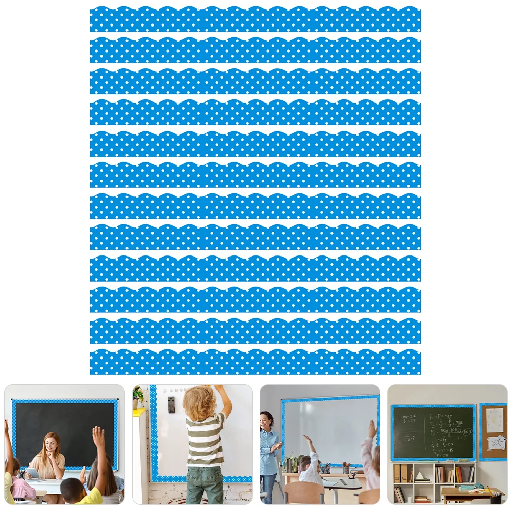 12pcs PVC Magnetic Bulletin Board Border Trim for Whiteboard Blackboard Classroom Office Decor Strips Removable Replaceable