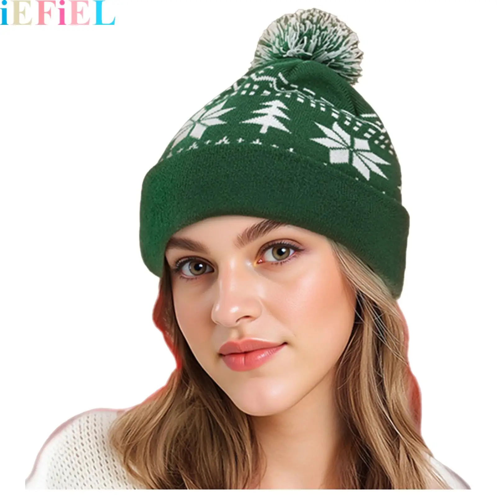 

Christmas Knitted Santa Hat Xmas Festive Holiday Crochet Beanie Pompom Cap Adults Unisex New Year Party Supplies