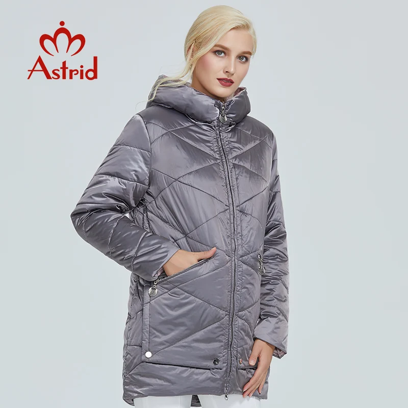 2022 Astrid winter jacke frauen Kontrast farbe Wasserdichte stoff mit kappe design dicke baumwolle kleidung warme frauen parka BIN-2090