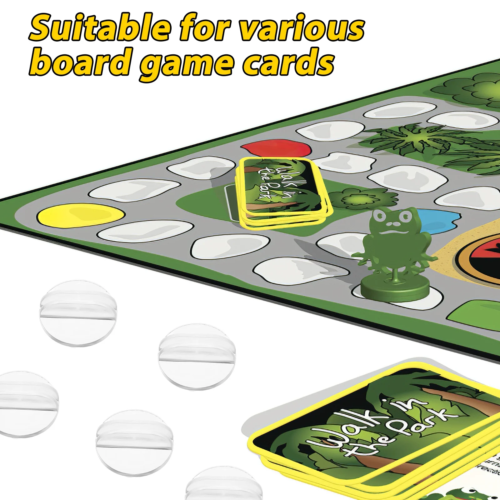 

Cabilock 50pcs Transparent Round Card Holders 24mm x 10mm Plastic Resin Stands for Playing Board Games Easy to Use