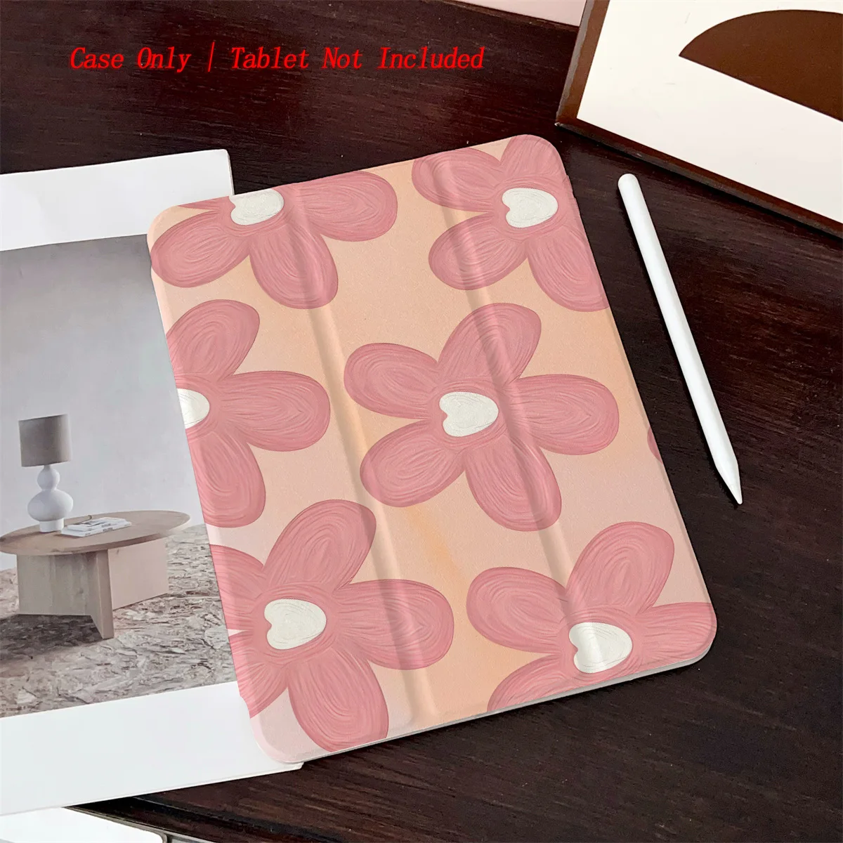 

Trendy Orange Background + Pink Petal Blooms iPad Case For Apple iPad Pro 11/12.9 Air 3/4 10.9 Inch Mini 6 Fashion Cover