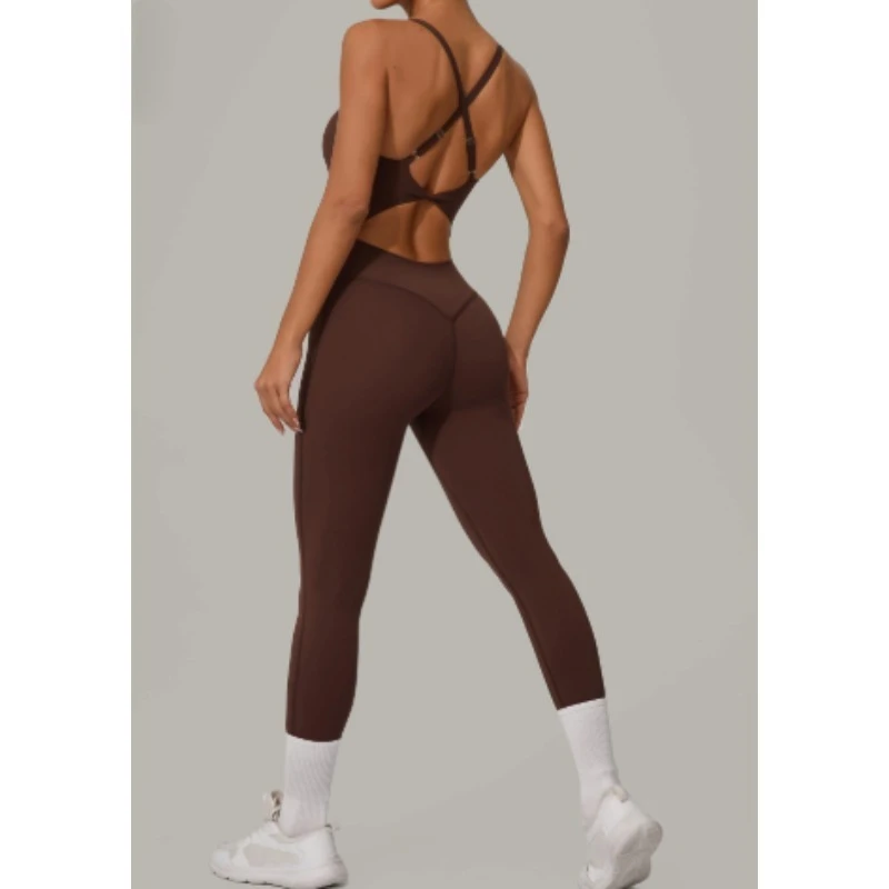 

Женский бесшовный комбинезон для йоги с воротником в форме сердца, регулируемая пряжка, перекрестная талия, высокая талия, подтягивающий ягодицы, плотное боди для тренировок