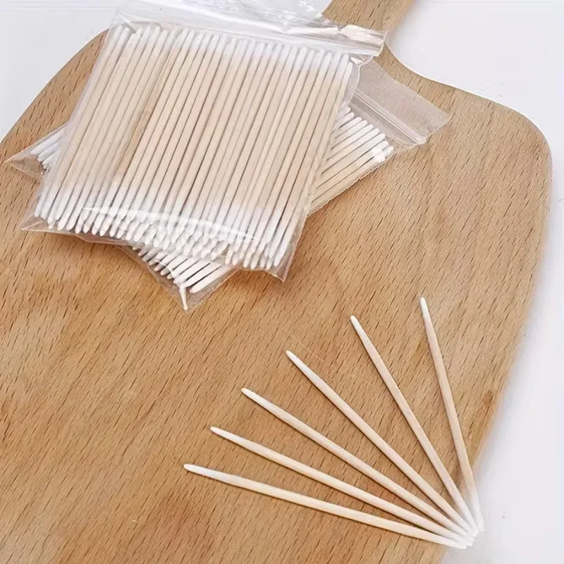 Wholesale Disposable Eyelash Ultra-small Micro Brushes Extension Glue Removing Tools Double-end Wood Cotton Swab Lint-Free 7cm