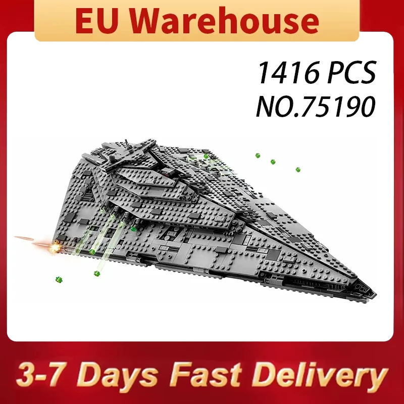 Blocs de construction de destructeur de vaisseau spatial, 1416 pièces, modèle Compatible avec l'ensemble 75190, jouets pour adultes et enfants, cadeau d'anniversaire et de noël