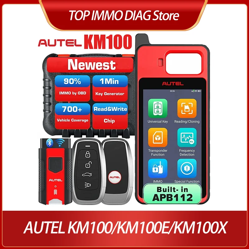 Autel MaxiIM KM100 KM100E Global/Latin American Key Fob Programming Tool key Programmer 60s Key Generation OBD IMMO Key Learning