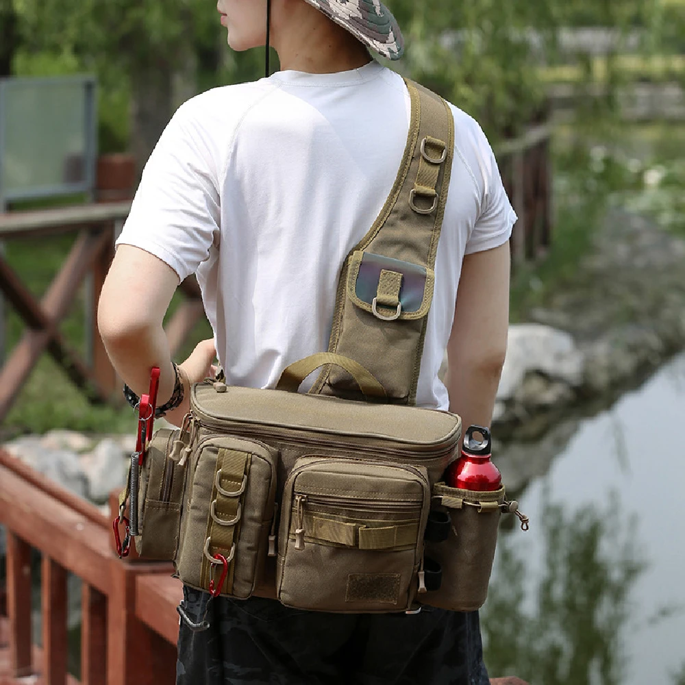 Crossbody-Angelzubehör-Aufbewahrungstasche, Hüft-Rucksack mit verstellbaren, breiten Schultergurten, große Kapazität, leicht – Detail 11