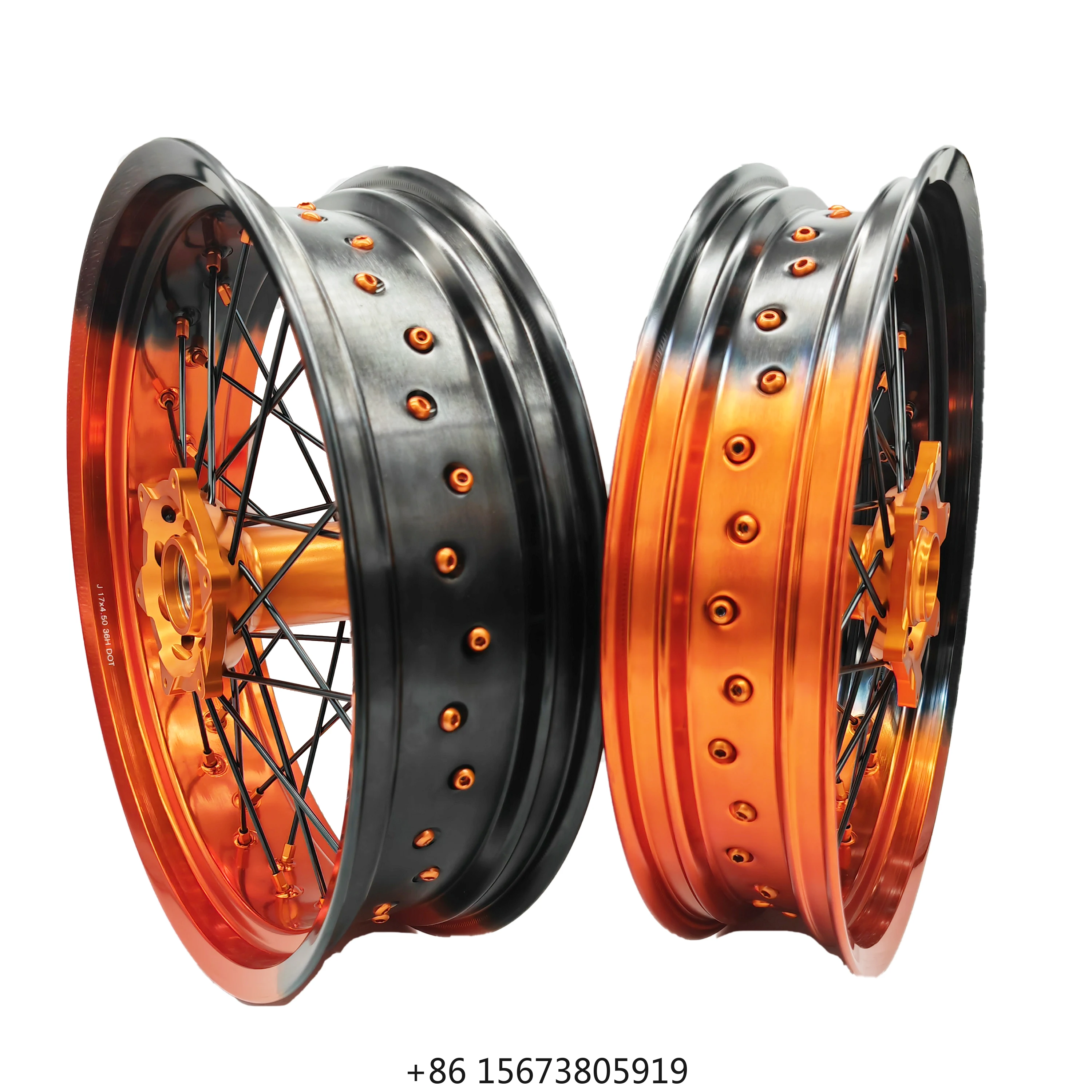 EXC SXF MC XE TE FE 16/17 Wheel Set Two-tone Red and Black Rims Supermoto Motard Spoke Wheels for   for
