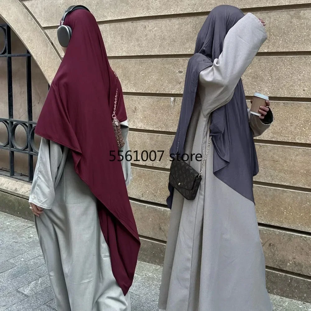 Extra-long Stretchy Khimar Hijab for Muslim Women, Islamic Clothing Headcover, Dubai Turkish Hijabi Prayer Abaya, Ramadan