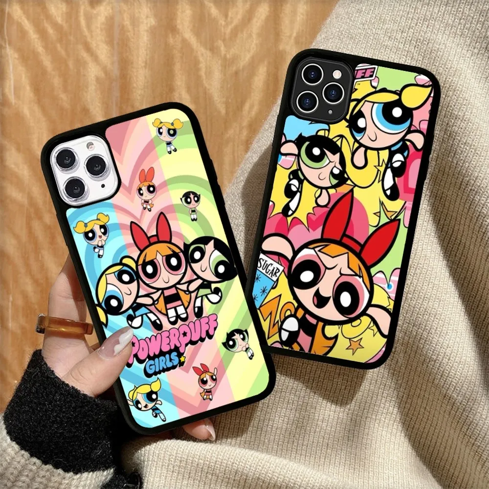 Cute-P-Powerpuffes-G-Girls Phone Case Silicone PC+TPU For For iPhone  11 12 13 14 15 16 Plus Pro Max Cover