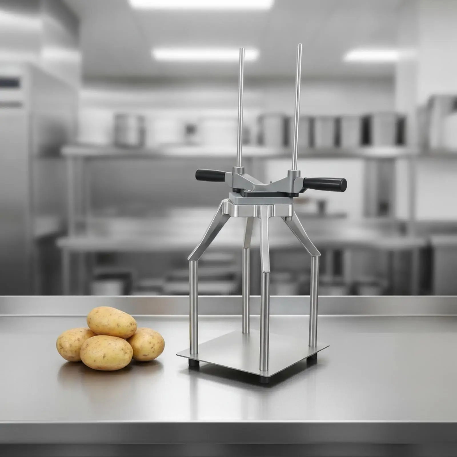 French Fry Cutter Heavy-Duty Manual Fry Cutter Vegetable Cutter with Removable Head Freestanding Kitchen Tool Easy to Clean