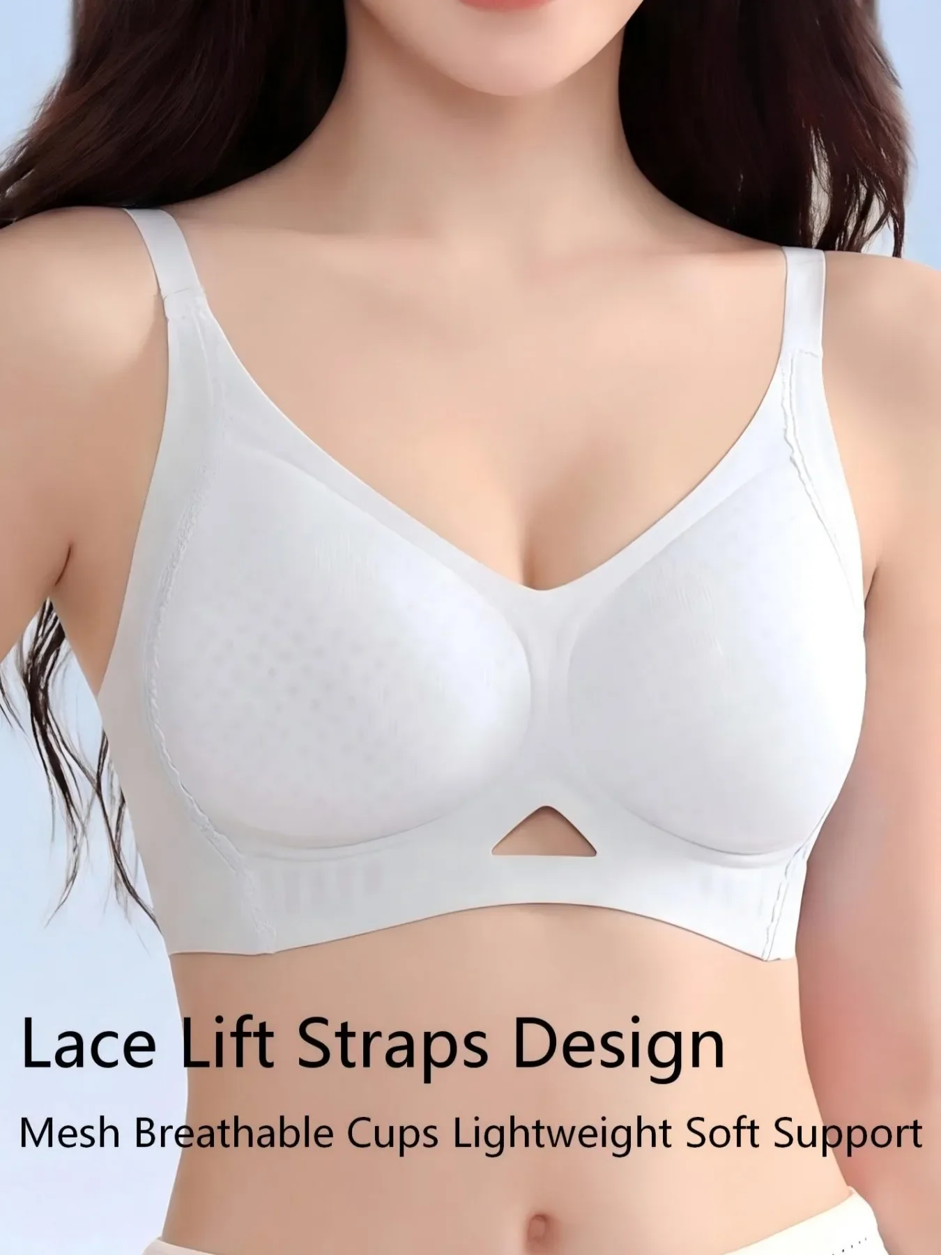 KUCLUT Bra Women Mesh Breathable Cups Soft Support Lift Side Fat Control Summer Seamless Comfortable Everyday Bralette