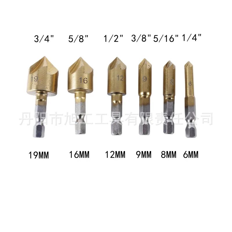 Hexagonal Handle Titanium Plated 82 Degrees Five Edge Chamfer