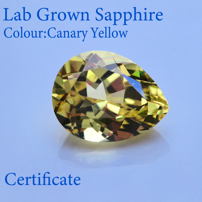 

Lab Grown Sapphire Pear Shaped Canary Yellow VVS1 for Diy Advanced Charms Jewelry Making Materials Selectable AGL Certificate