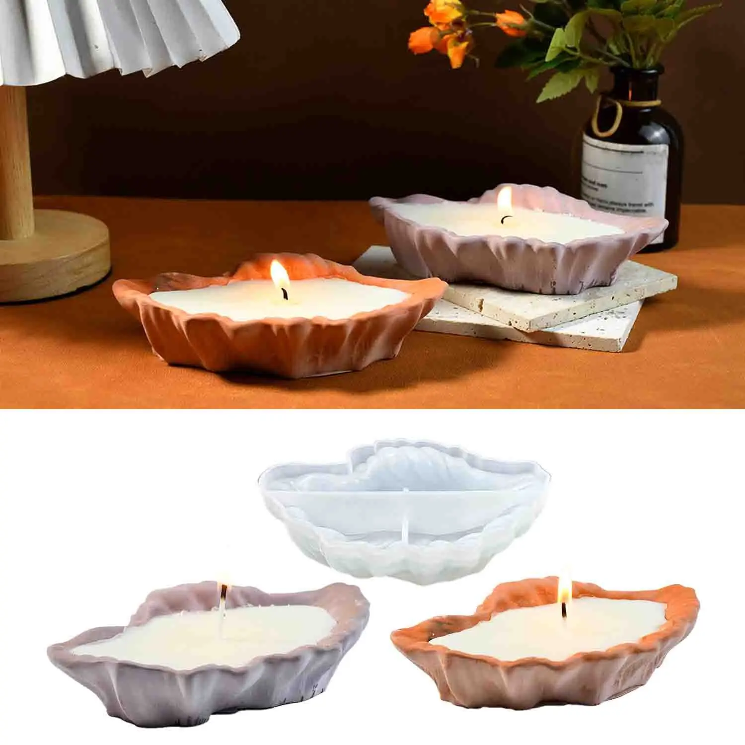 

Shell Shape Aromatherapy Candle Cup Epoxy Resin Mold Gypsum Storage Box Silicone Mold DIY Crafts Gift Home Desktop Decoration