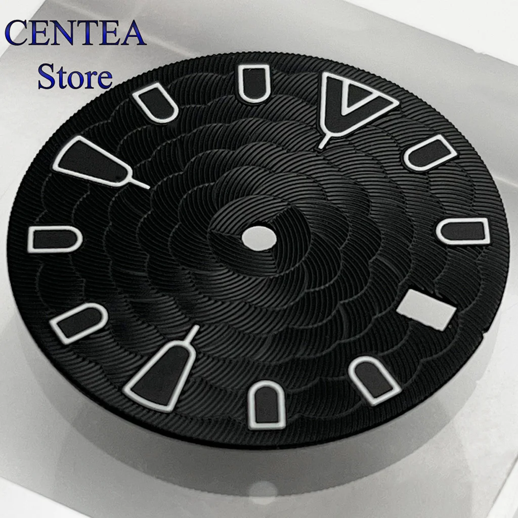 RICHUS 28.5mm quadrante per orologio sterile nero verde luminoso fit NH34 NH35 movement fit 3/3.8/4.2 in punto crown muslimah