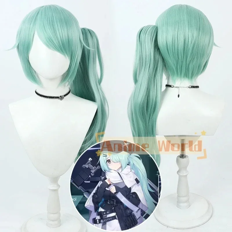 Blue Archive Hiyori Cosplay Wig 70cm Long Green Ponytail Synthetic Hair Heat Resistant Halloween Role Play Party Carnival + Wig