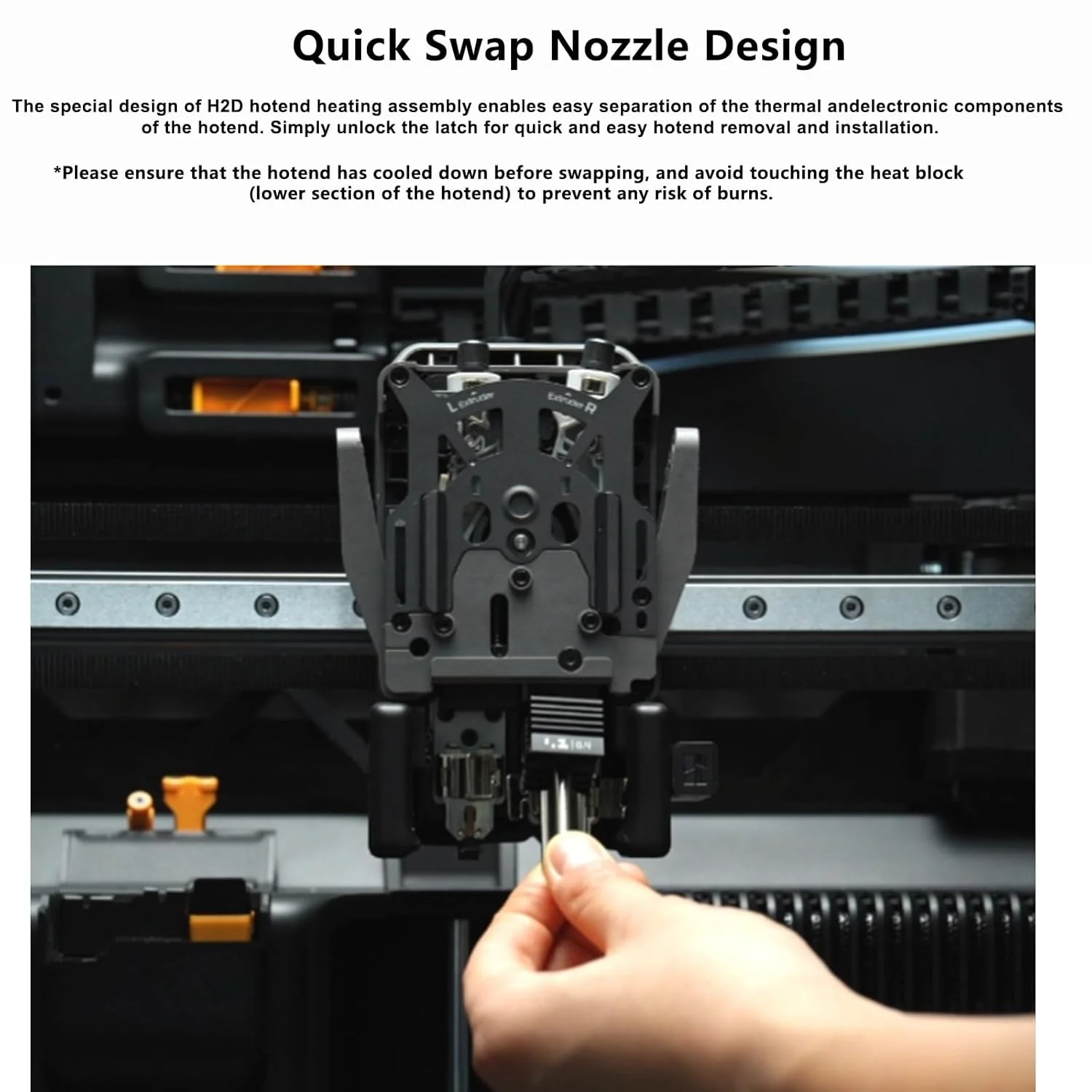 For Bambu Hotend H2D Nozzle for P2S / H2D Laser Hardened Steel Hot End Quick Swap Nozzle for Bambu H2D / P2S 3D Printer Parts