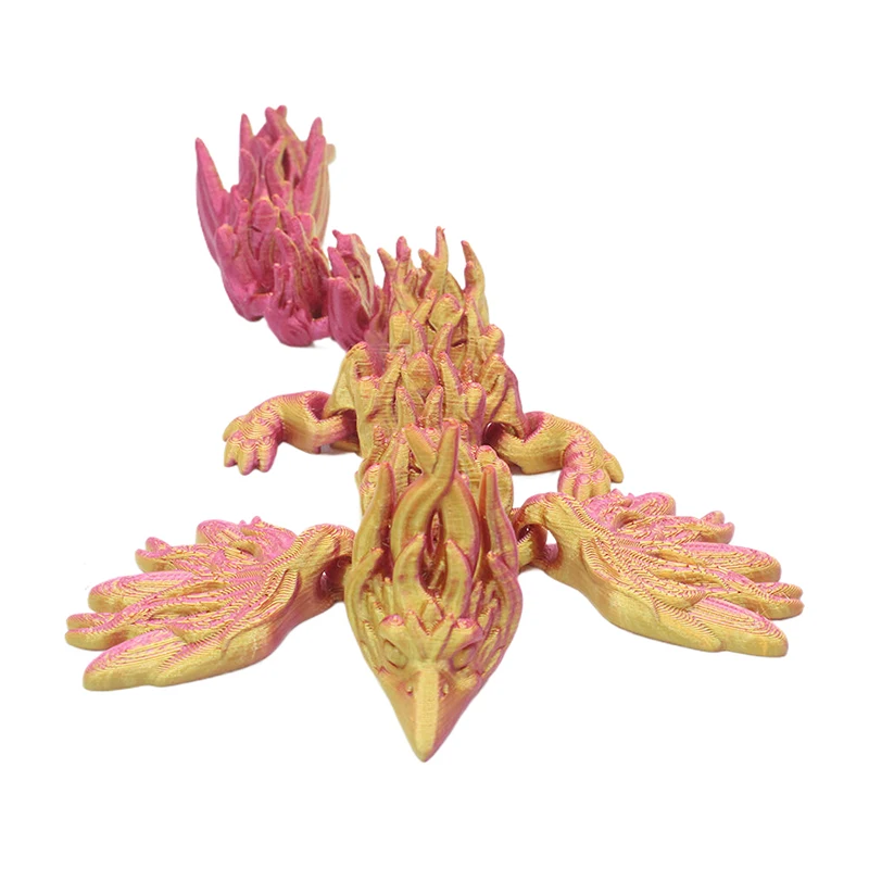 Фигурка антистресс Fire-bird-Flexible Rexi с костями, 3D печатные шарнирные фигурки для СДВГ, аутизма, снятия стресса и тревоги