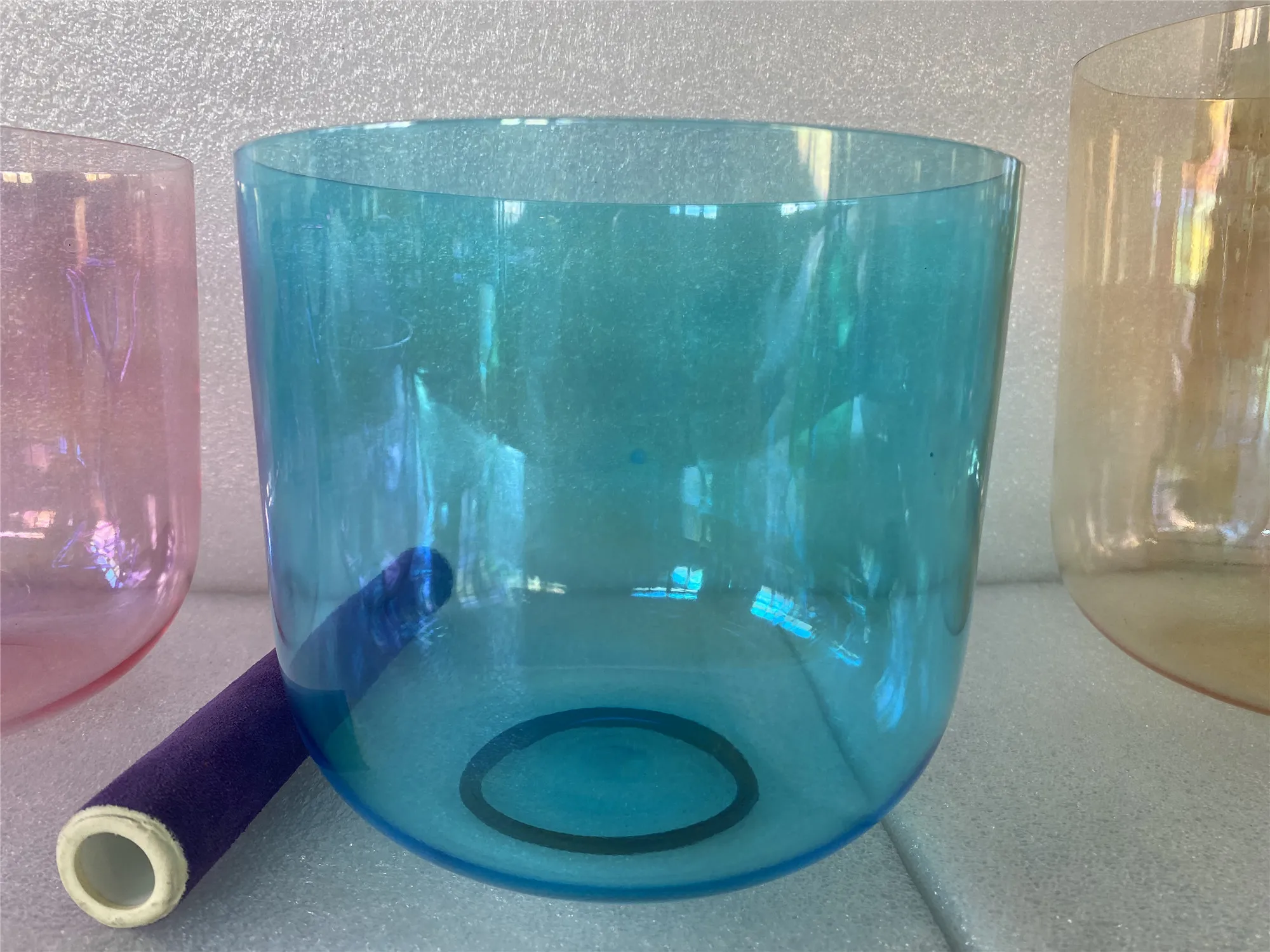 

3rd octave "A" note third eye chakra size about 7.0" cosmic blue crystal singing bowl 432Hz for sound theraphy.