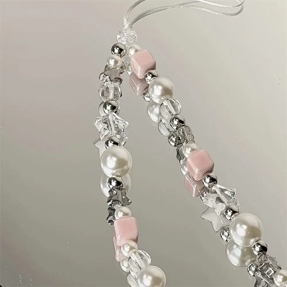 Y2K Moda Rosa Estrela Telefone Strap Chaveiro