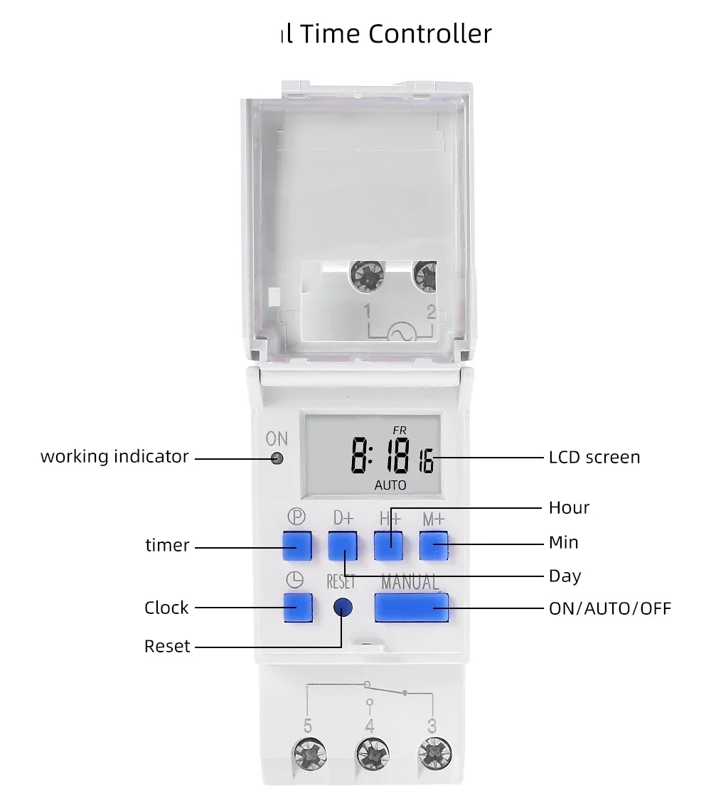 Electronic Weekly 7 Days Programmable Digital TIME Relay Timer Switch Control AC 220V 230V 12V 24V 30A Din Rail AHC30A  THC30A