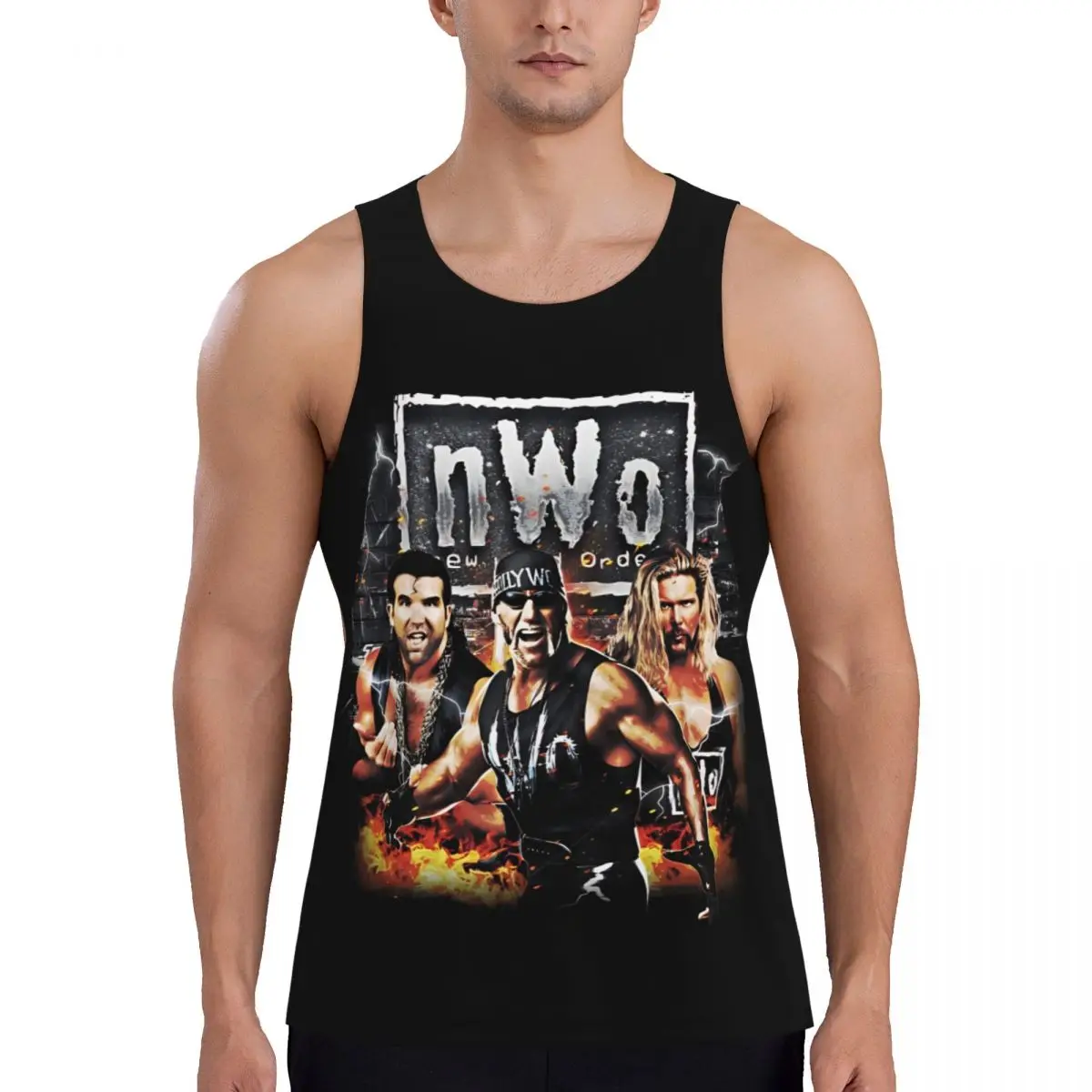

Printed NWO Retro Bootleg Exercise Tank Top Sleeveless Undershirt Bodybuilding Fitness Gym Summer Vest