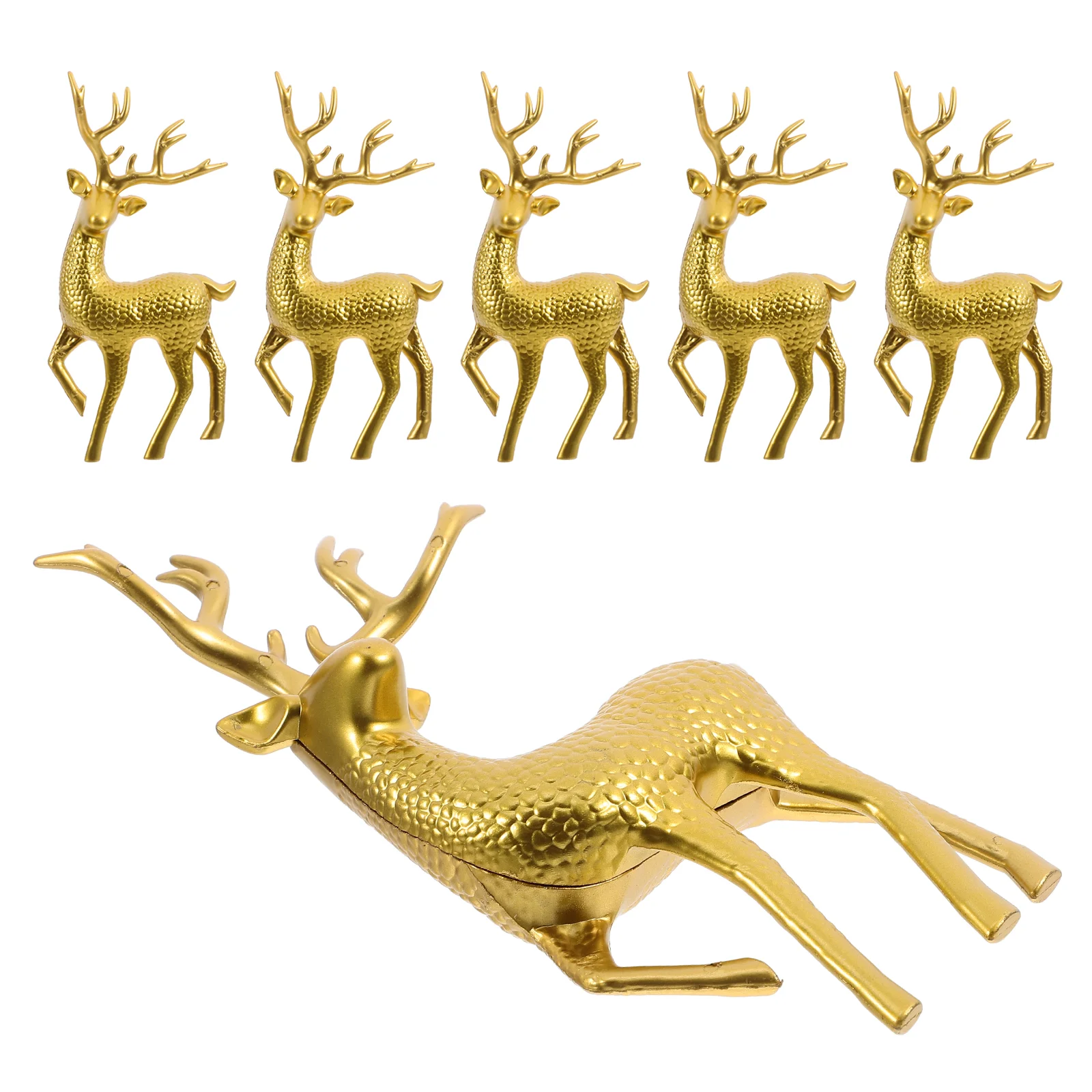 6 Pcs Deer Figurines Home Decor Reindeer Elk Decorations for Christmas Tree Tabletop Ornament White Plastic